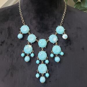 etc Women's Gold Tone & Blue Round Beaded Statement Stylish Necklace